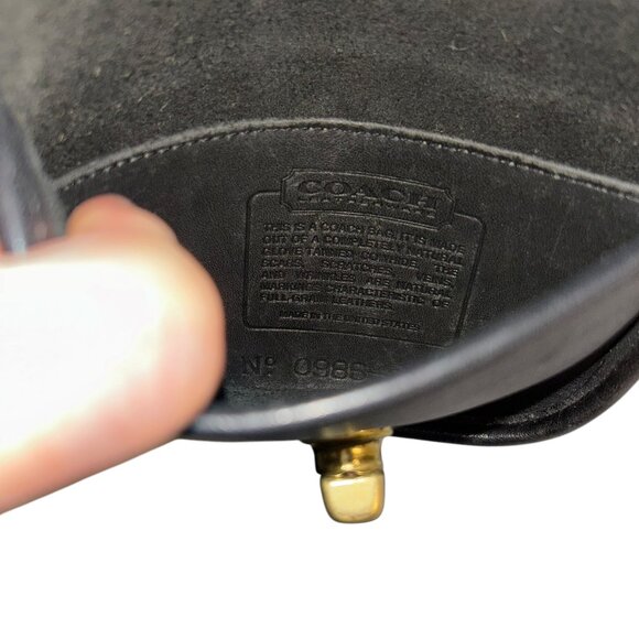 coach RARE vintage black leather mini cross body saddle leather bag purse - Picture 3 of 9